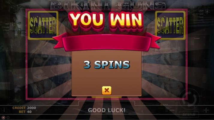 3 free spins awarded