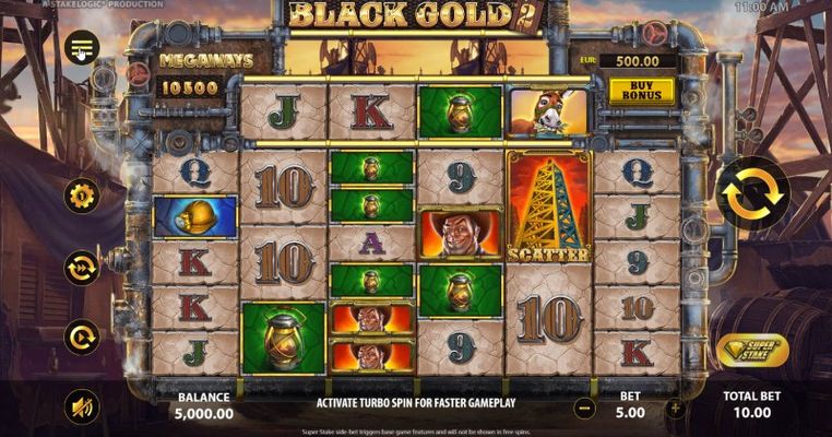 Black Gold 2 Megaways :: Base Game Screen