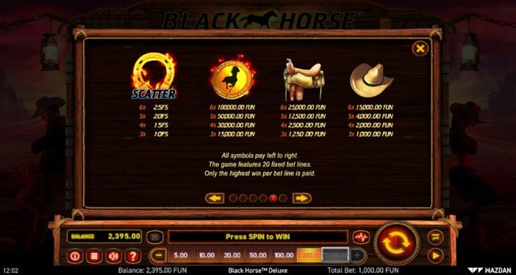 Black Horse Deluxe :: Paytable - High Value Symbols