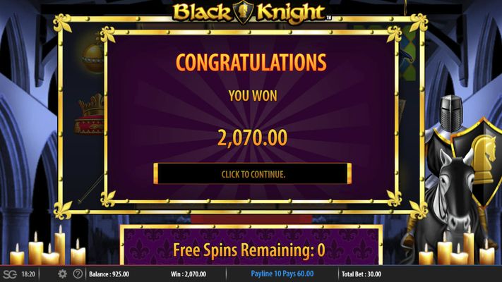 Total free spins payout