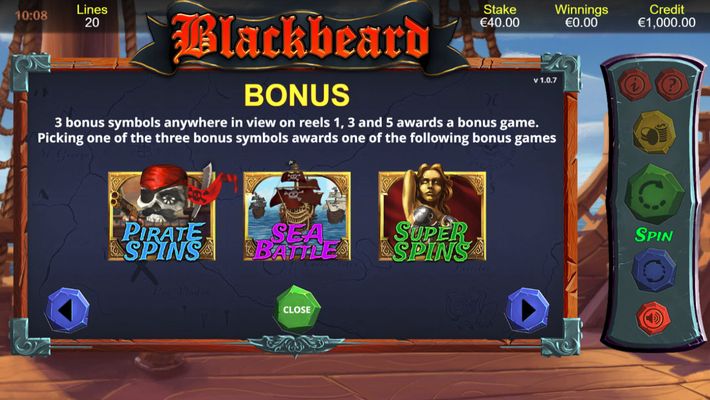 Blackbeard :: Bonus Game Rules