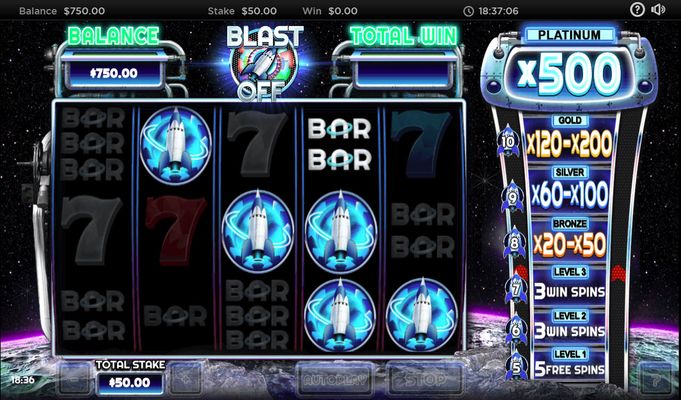 Blast Off :: Scatter symbols triggers the free spins feature