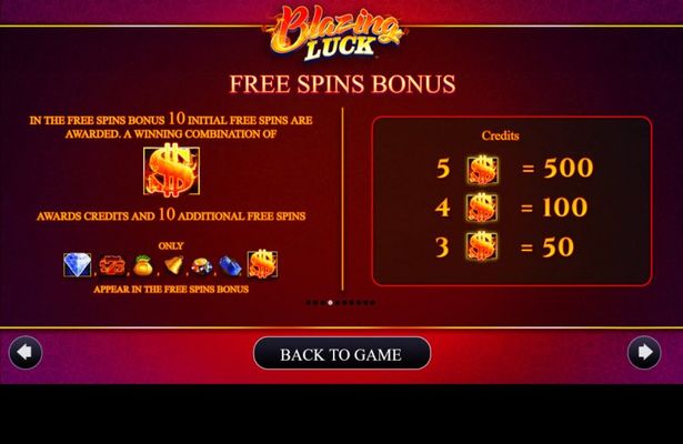 Blazing Luck :: Free Spin Feature Rules