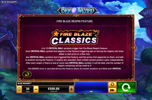 Blue Wizard :: Fire Blaze Respin Feature