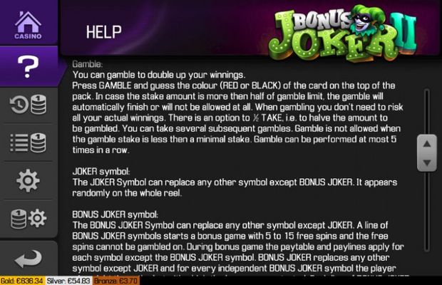 Bonus Joker II :: General Game Rules