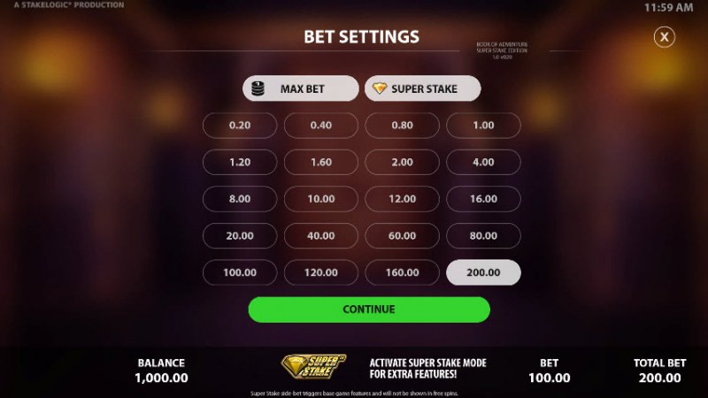 Book of Adventure Super Stake Edition :: Available Betting Options