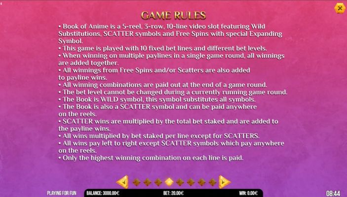 Book of Anime :: General Game Rules