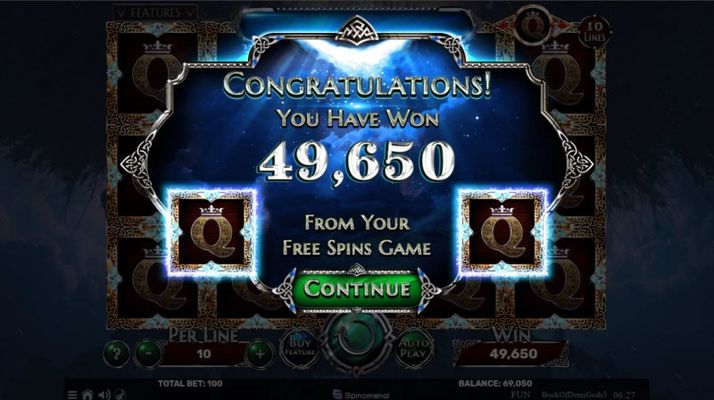Book of Demi Gods 3 :: Total Free Spins Payout