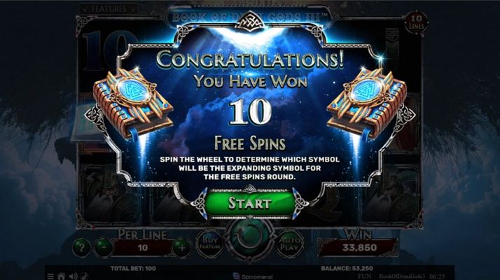 Book of Demi Gods 3 :: 10 free spins awarded