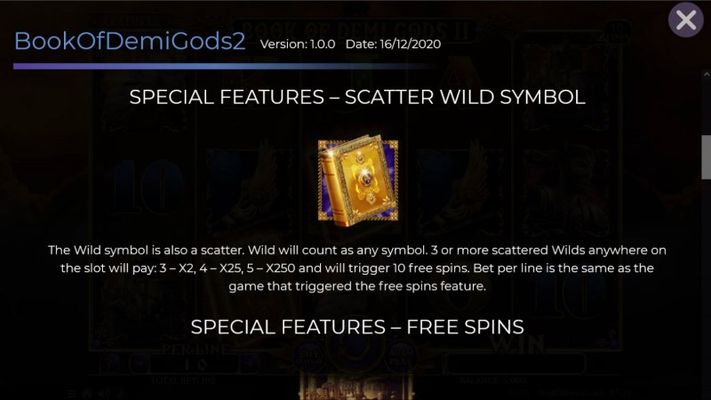 Book of Demi Gods II :: Wild and Scatter Rules