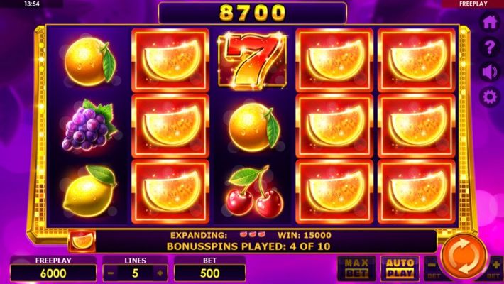 Book of Fruits :: special expanding symbol leads to a big win during the free spins feature