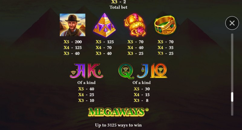 Book of Gems Megaways :: Paytable