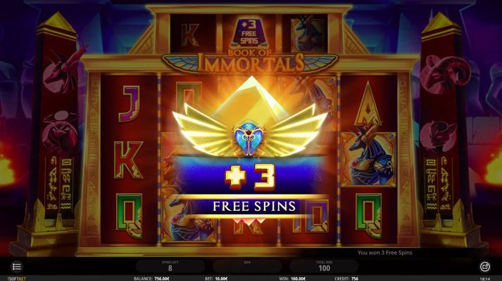 3 free spins awarded