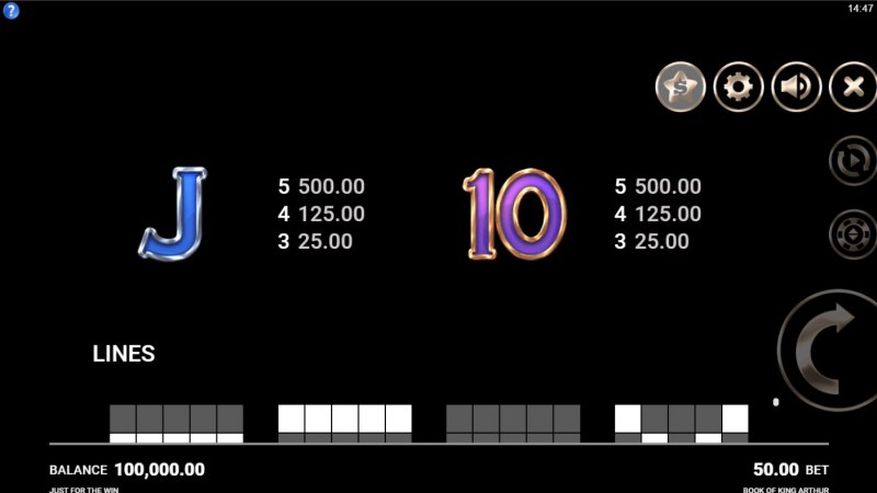 Paytable - Low Value Symbols