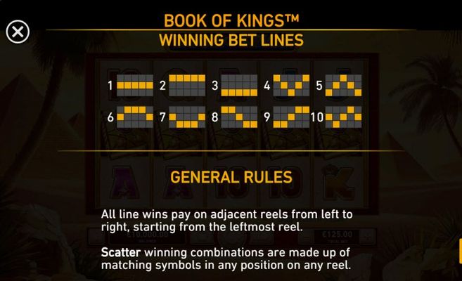 Book of Kings :: Paylines 1-10
