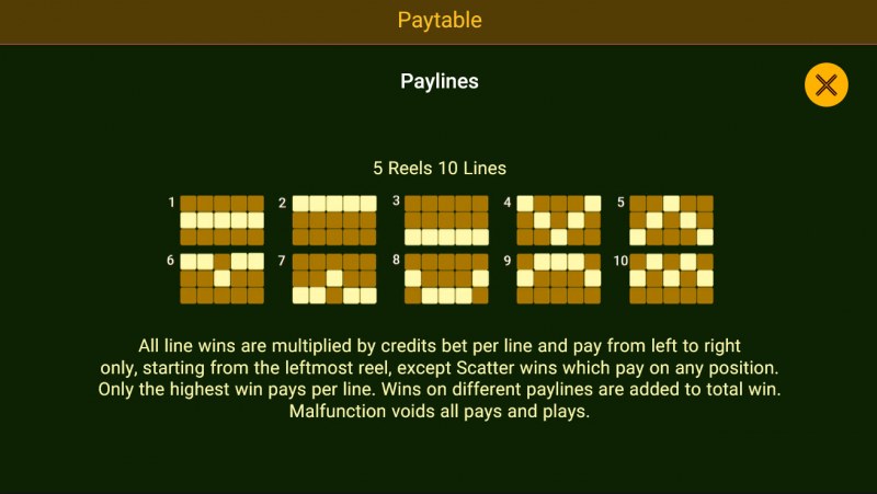 Book of Myth :: Paylines 1-10