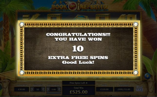 10 Extra free spins awarded