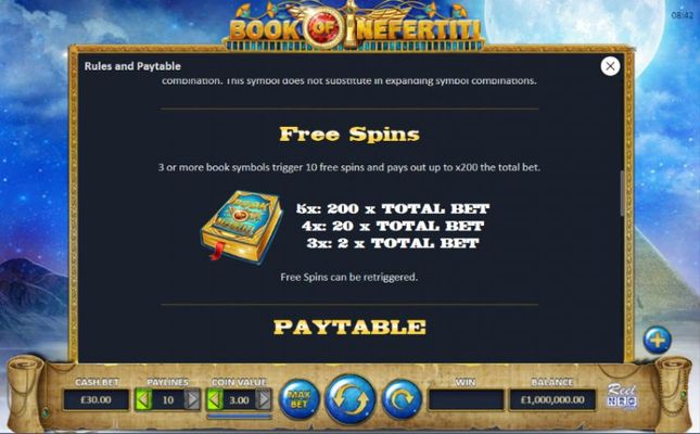Book of Nefertiti :: Free Spins Rules