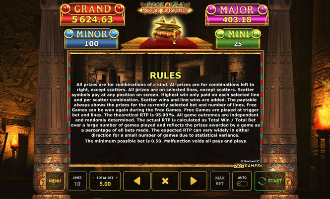 Book of Ra Mystic Fortunes :: General Game Rules