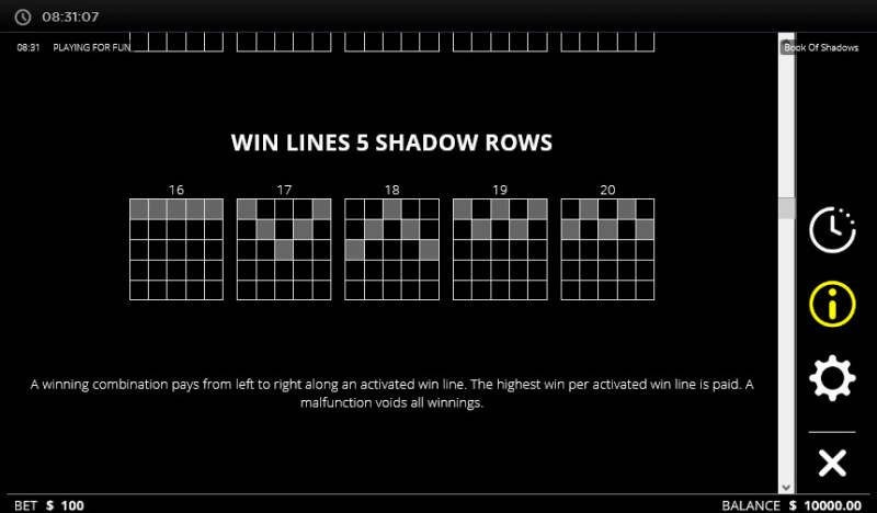 Book of Shadows :: Win Lines