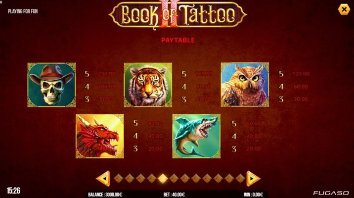 Book of Tattoo II :: Paytable - High Value Symbols