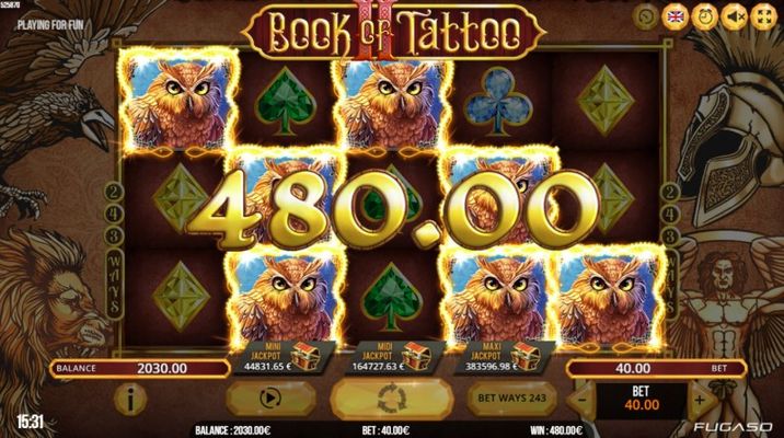 Book of Tattoo II :: Respins triggers additional winning paylines
