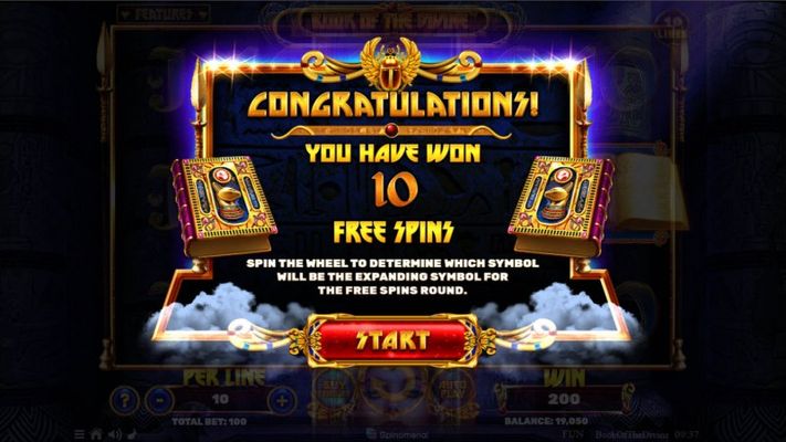 10 free spins awarded