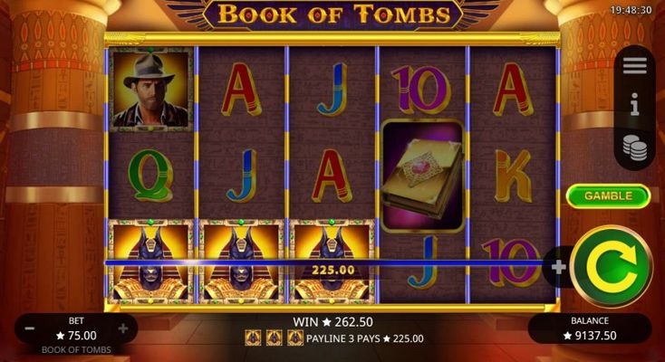 Book of Tombs :: A three of a kind win