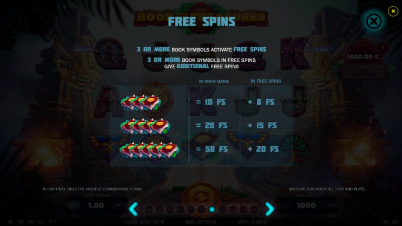 Book of Treasures :: Free Spins Rules