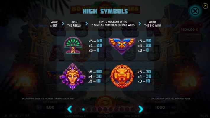 Paytable - High Value Symbols