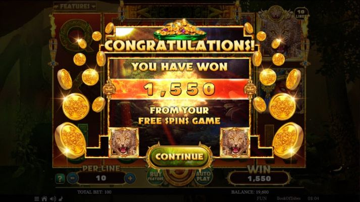 Total free spins payout