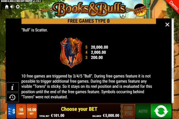 Books & Bulls Red Hot Firepot :: Free Spins Rules