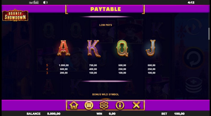 Paytable - Low Value Symbols