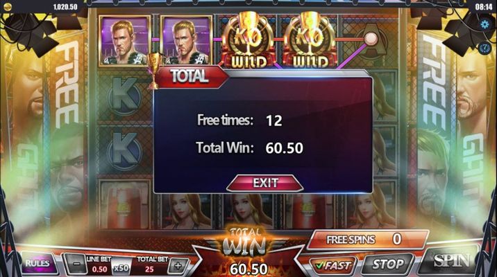 Boxing Arena :: Total free spins payout