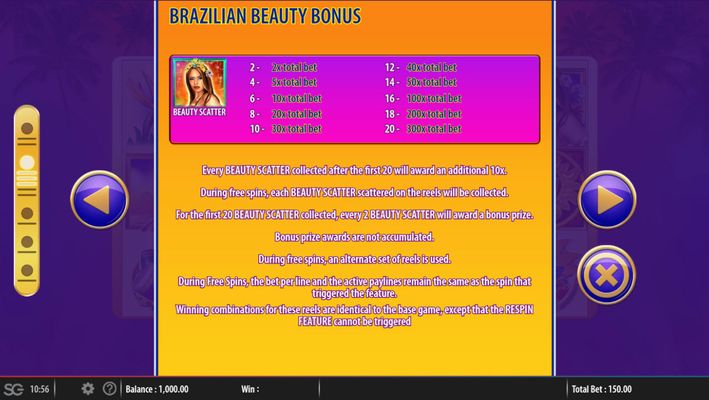 Brazilian Beauty :: Bonus Game Rules