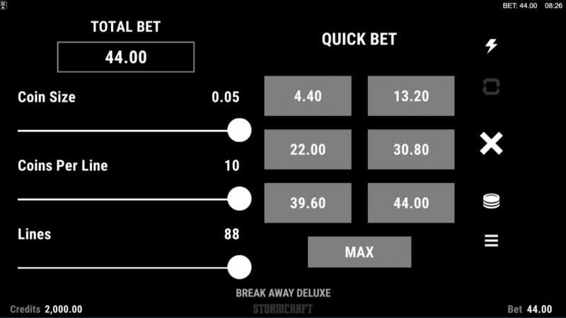 Break Away Deluxe :: Available Betting Options