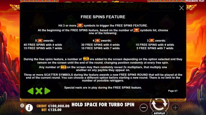 Bronco Spirit :: Free Spins Rules