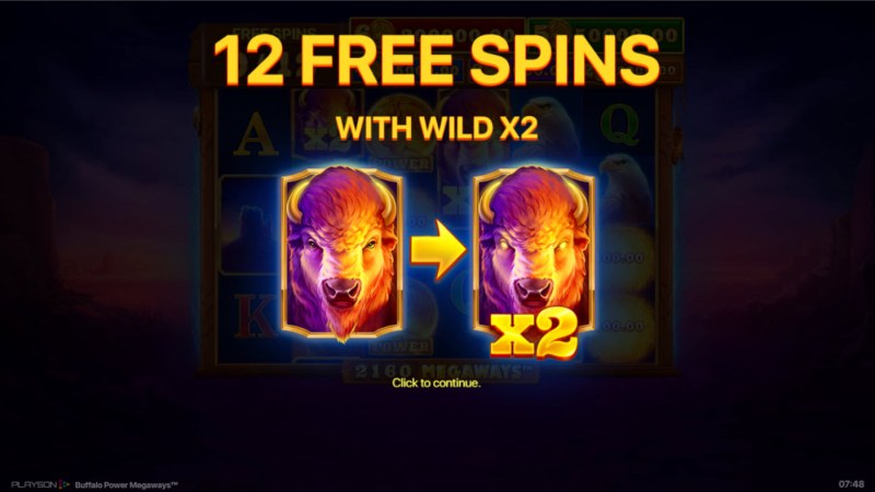 12 free spins awarded