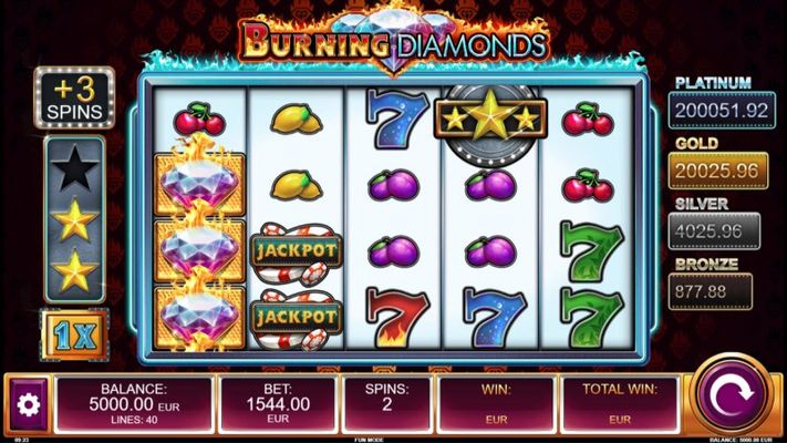 Burning Diamonds :: Collect stars to earn more free spins