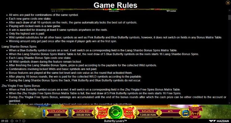 Butterfly Lovers :: General Game Rules