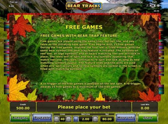 Free Games with Bear Trap Feature Rules