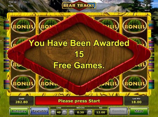 15 Free Spins awarded.