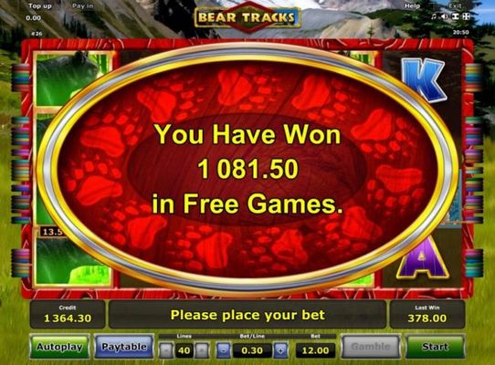 Free Games feature pays out a total of 1,081.50