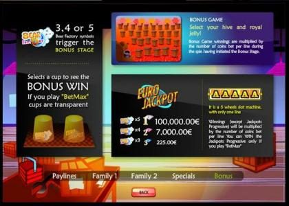 euro jackpot, bonus win and bonus game rules