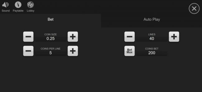 Click on the side menu button to adjust the Lines or Coin Size.