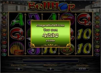 the free spins feature paid out 4230 coins