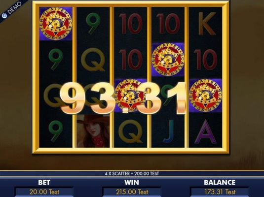 Four scatter symbols triggers a 200.00 jackpot and activate the free spins feature.