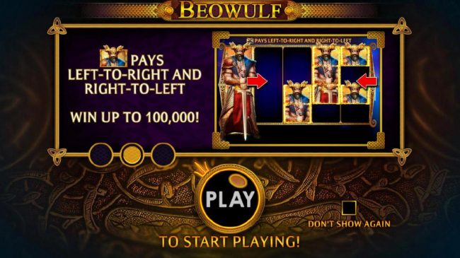 Beowulf pays left-to-right and right-to-left. Win up to 100,000!