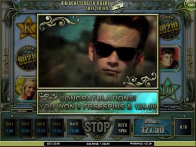 8 free spins awarded