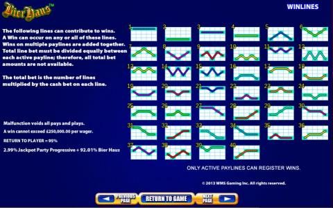 General game rules and paytable disgrams